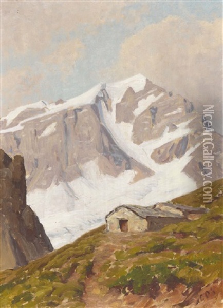 Vergletscherte Bergpartie Oil Painting - Albert Henri John Gos