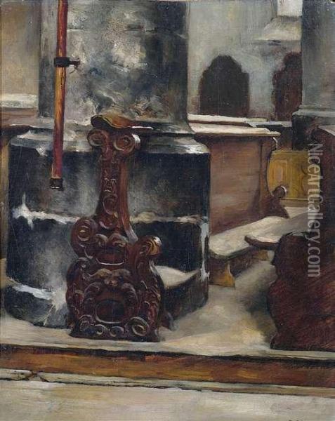 Church Interior. Oil Painting - Hermann Lindenschmit