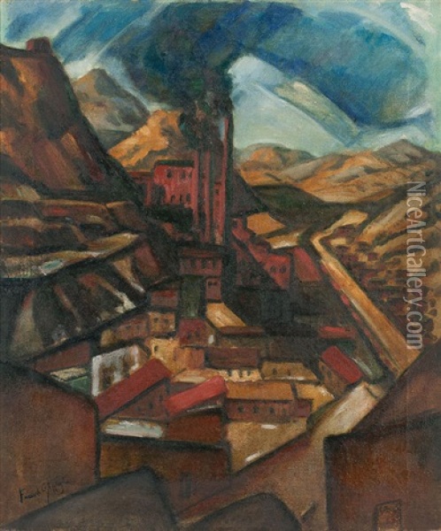 Coal Mine, Madrid, New Mexico Oil Painting - Frank G. Applegate