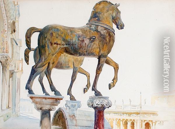 Horses Of St Mark's, Venice Oil Painting - Reginald Barratt