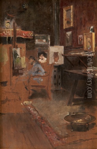 Boceto: Interior De Estudio Oil Painting - Emilio Sanchez-Perrier