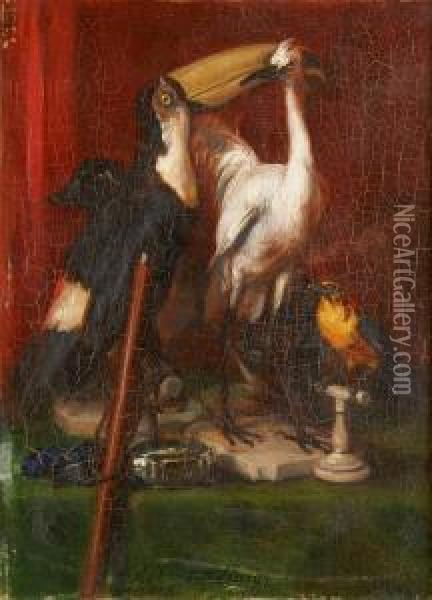 Chez Le Taxidermiste Oil Painting - Joseph-Nicolas Robert-Fleury