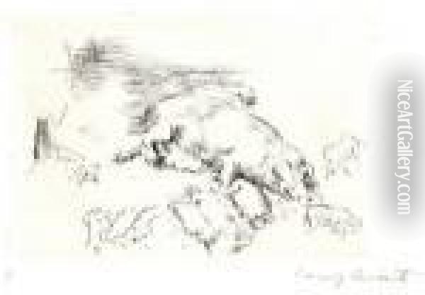 Schweine. Oil Painting - Lovis (Franz Heinrich Louis) Corinth