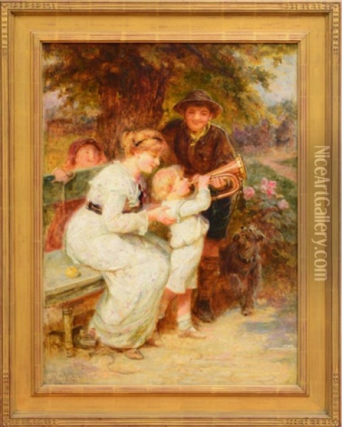 Learning To Play The Trumpet Oil Painting - Frederick Morgan