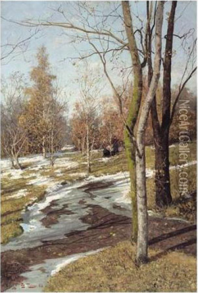Fra En Park Naer Oslo (view Of A Park Near Oslo) Oil Painting - Fritz Thaulow