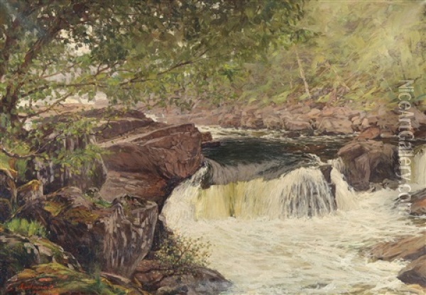 River Rapids, 1922 Oil Painting - Sergei Ivanovich Lobanov