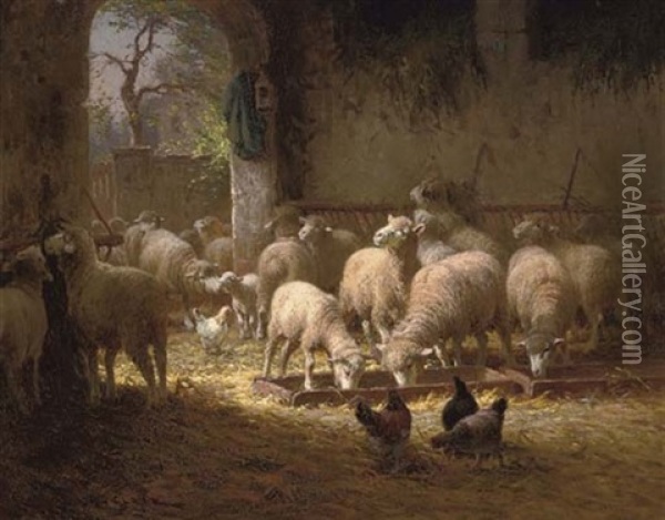 Feeding Time Oil Painting - Charles H. Clair