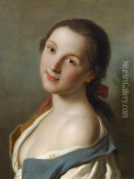 Portrait Of A Young Woman Oil Painting - Pietro Antonio Rotari