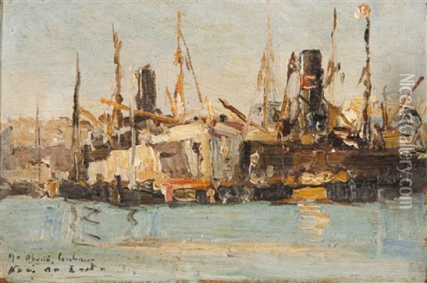 Marinha Com Barcos Oil Painting - Mario Navarro Da Costa