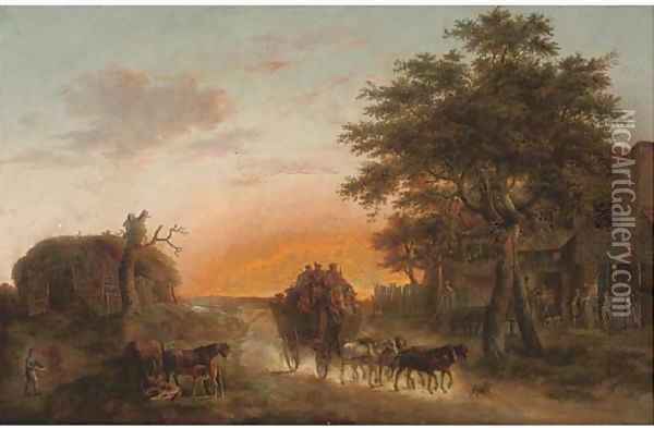Returning from the days shoot Oil Painting - English School