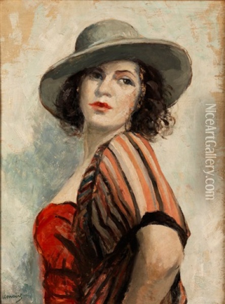 Portrait Einer Dame Mit Hut Oil Painting - Madeleine Jeanne Lemaire