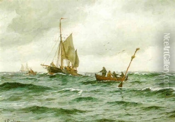 Fra Fiskerpladsen Ved Skagens Sydostkyst Oil Painting - Carl Ludvig Thilson Locher