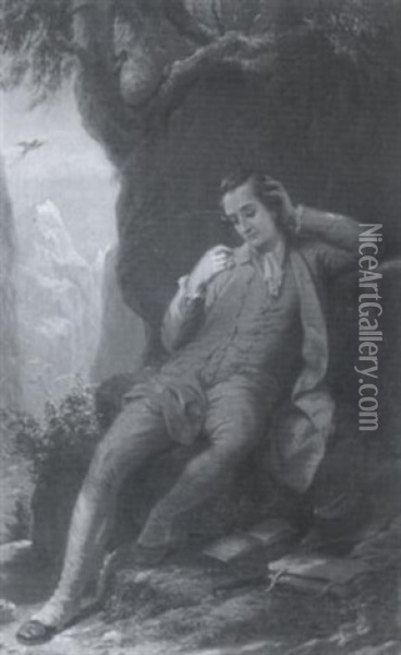 Der Verliebte Goethe In Den Bergen Von Airolo Bei Einer Pause Auf Seiner Wanderung Oil Painting - Otto Donner von Richter