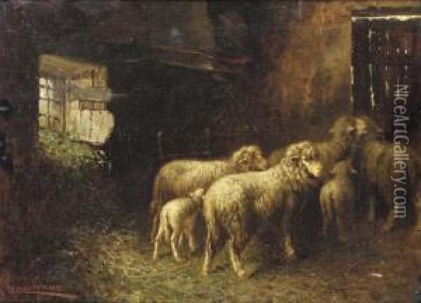 Sheep In A Barn Oil Painting - John, Giovanni Califano