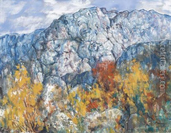 Herbstliche Berglandschaft Oil Painting - Eerik Haamer