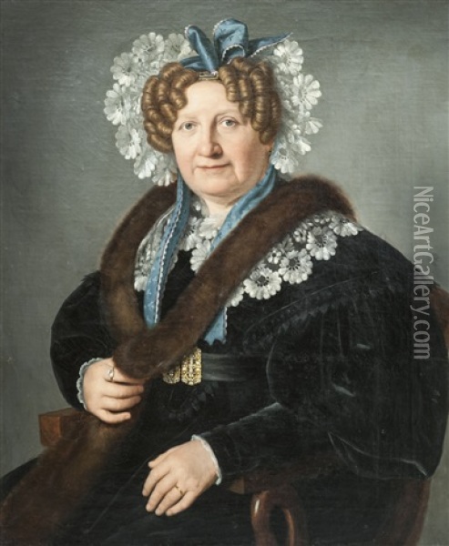 Ritratto Di Elena Von Heinzelmann Oil Painting - Giacomo Trecourt
