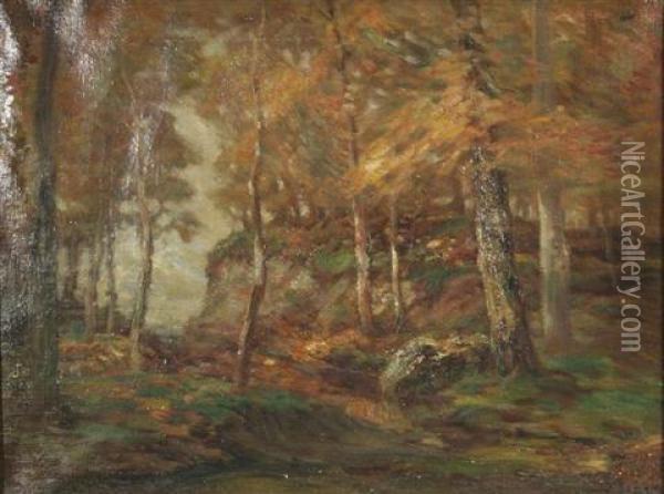 Autumn Forest Scene Oil Painting - John Simon