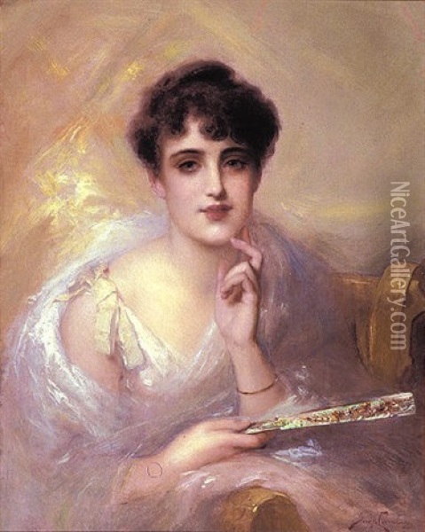 Portrait Of A Young Beauty Oil Painting - Pierre Olivier Joseph Coomans