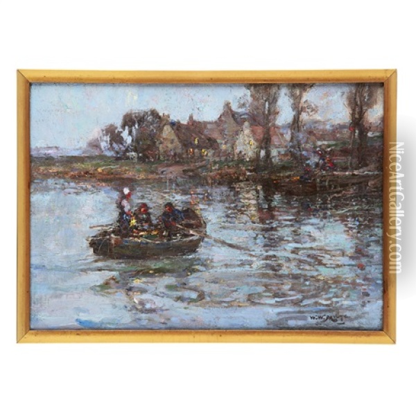Rowing Out Oil Painting - William Watt Milne