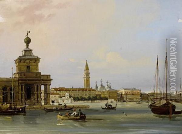 The Entrance To The Grand Canal By Santa Maria Della Salute Oil Painting - Carlo Grubacs
