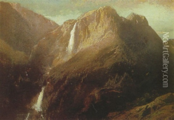 Yosemite Falls And Gorge, California Oil Painting - Hermann Herzog