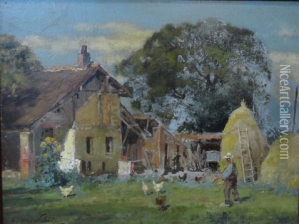 La Ferme Oil Painting - Etienne (Adolphe E. Auguste) Moreau-Nelaton