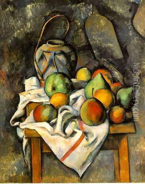 Ginger Jar And Fruit Oil Painting - Paul Cezanne