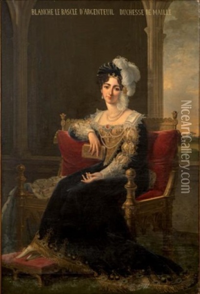 Portrait Dit De Blanche Le Bascle D'argenteuil Duchesse De Maille Oil Painting - Robert Jacques Francois Faust Lefevre