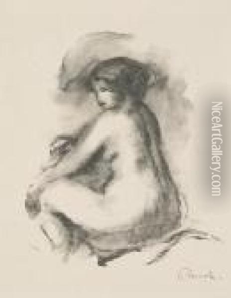 Etude De Femme Nue, Assise, From Douze Lithographies... (d.; S. 42), 1904 Oil Painting - Pierre Auguste Renoir