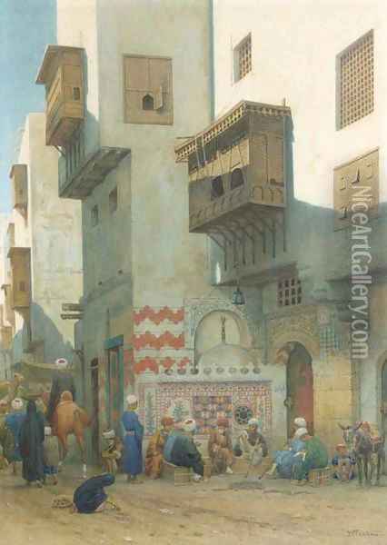 Binnenplein te Kairo on an Oriental square Oil Painting - Willem De Famars Testas