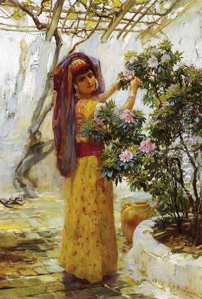 In The Courtyard Oil Painting - Frederick Arthur Bridgman