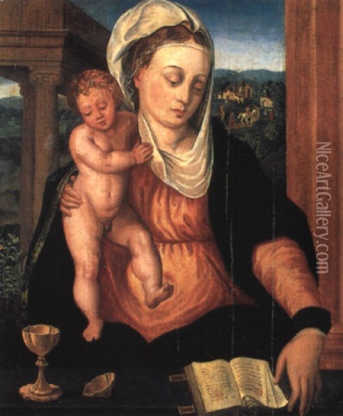 Madonna Mit Jesuskind Oil Painting - Bernaert (Barend) van Orley