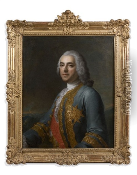 Portrait Du Comte D'argenson (collab. W/studio) Oil Painting - Jean Marc Nattier