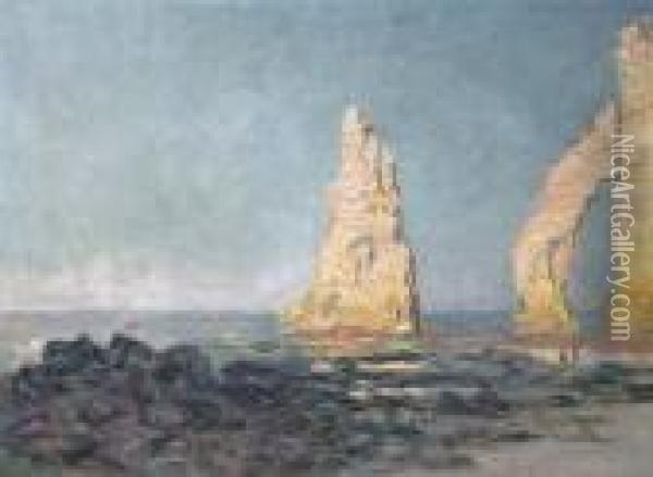 Aiguille D'etretat, Maree Basse Oil Painting - Claude Oscar Monet