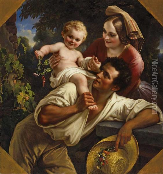 Diewinzerfamilie Oil Painting - Karl Joseph Begas