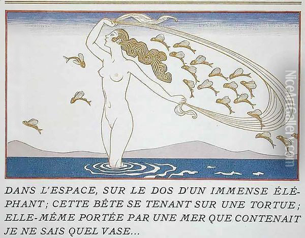 Woman wading through water Oil Painting - Georges Barbier