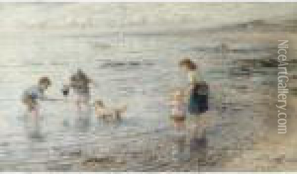 The Timid Bather, Largo Bay Oil Painting - Hugh Cameron