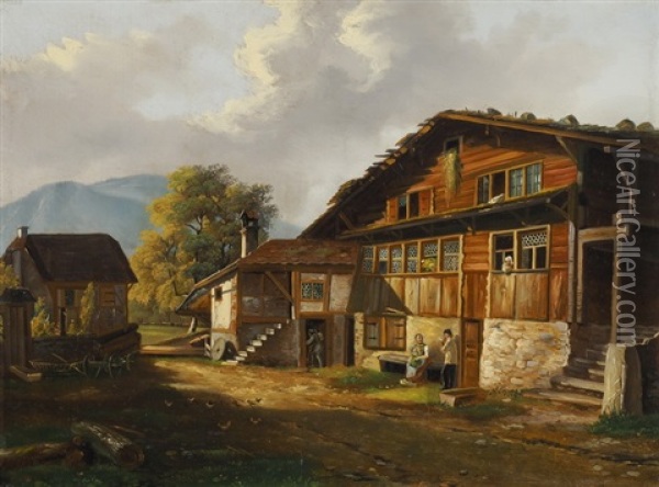 Unterwaldner Bauernhaus Oil Painting - Jakob Joseph Zelger