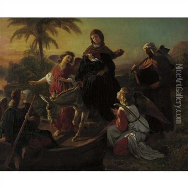 The Flight Into Egypt Oil Painting - Karl von Blaas