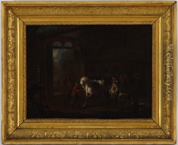 Chevaux Et Cavaliers (pair) Oil Painting - August Querfurt
