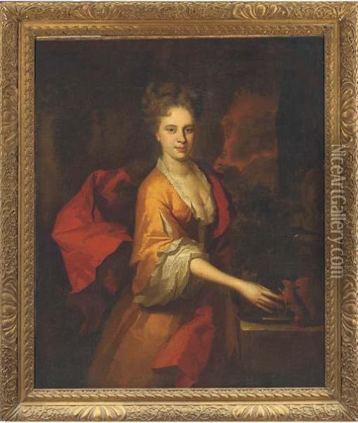 Portrait Of Miss Lawrence Oil Painting - Sir Godfrey Kneller