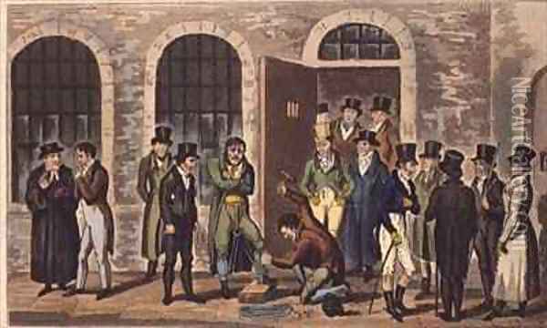Tom Jerry and Logic visiting condemned prisoners at Newgate Prison Oil Painting - I. Robert and George Cruikshank