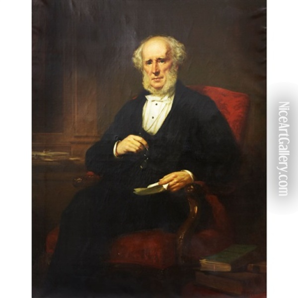 Portrait Of Hugh Cowan, Banker In Ayr (1796-1883), Married Eliza, Daughter Of Peter Mctaggart, Merchant In Ayr Oil Painting - Daniel Macnee