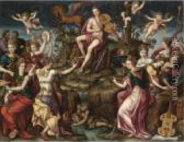 Apollo And Parnassus Oil Painting - Luca Penni