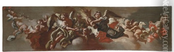 Allegory Of Plenty - A Bozzetto For A Ceiling Decoration Oil Painting - Andrea dell' Asta