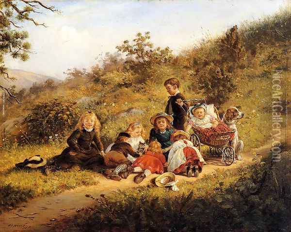 The Sunny Hours of Childhood Oil Painting - Edward Lamson Henry