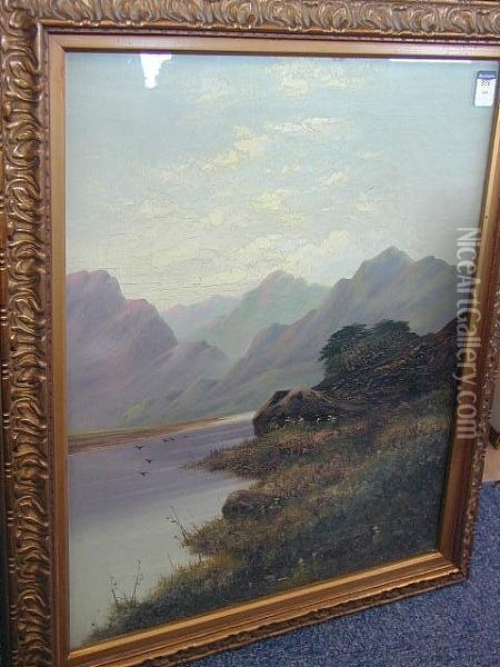 Loch In A Mountainous Landscape Oil Painting - William Henry Charles Groome