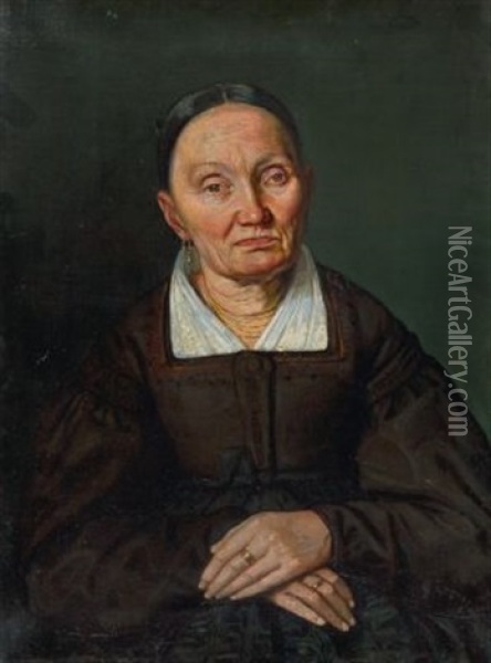 Bildnis Der Frau Trafoier (stiegelwirtin) Aus Bozen Oil Painting - Friedrich Wasmann