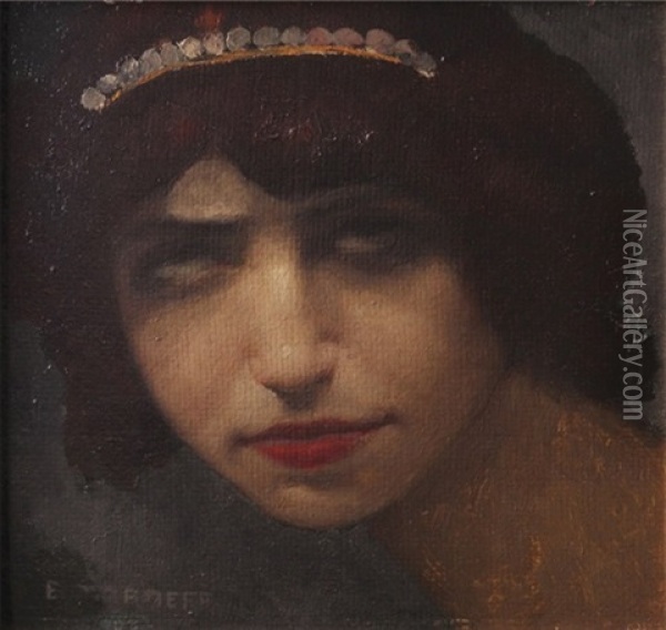 Tete De Femme Au Diademe De Perles Oil Painting - Ernest Marneffe