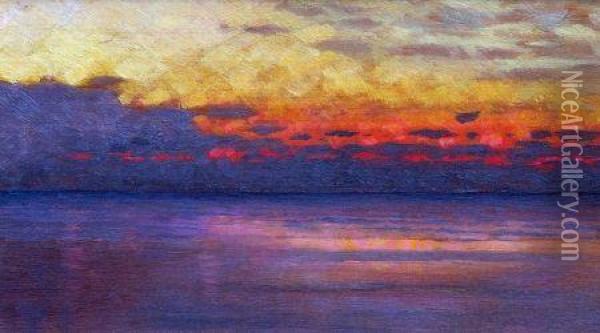 Sunset Oil Painting - William Bright Morris